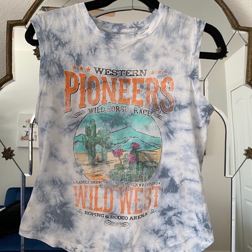 Western Pioneers Desert Rodeo tie dye tank top
